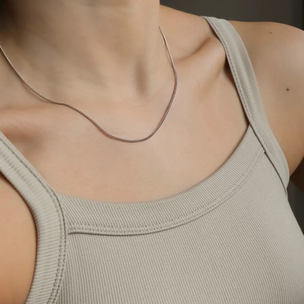 Danielle Jonas Co. The Sydney Dainty Curb Chain Necklace - Silver